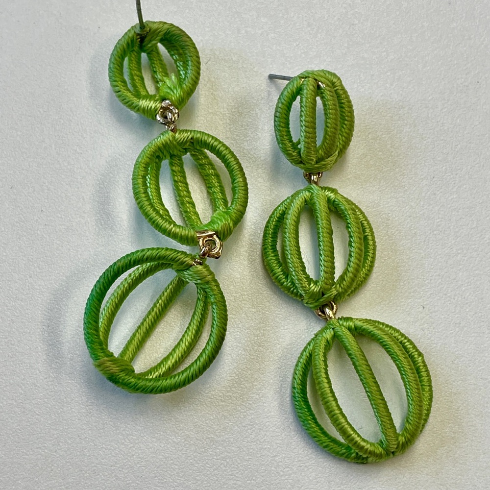 Vibrant Green Spherical Earrings with Open Framework